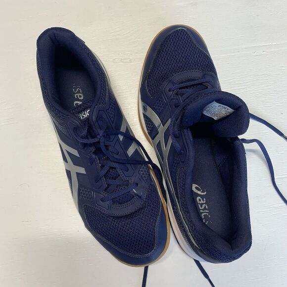 ASICS Mens Gel Rocket 9 shoes size 11.6 US Blue Silver White - Picture 10 of 10